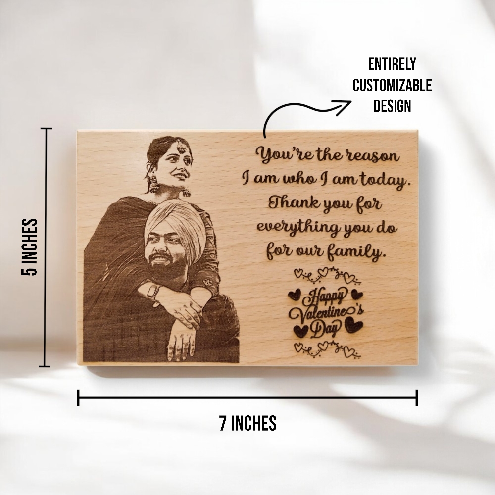 Wooden Engraved Valentine's Day Frame