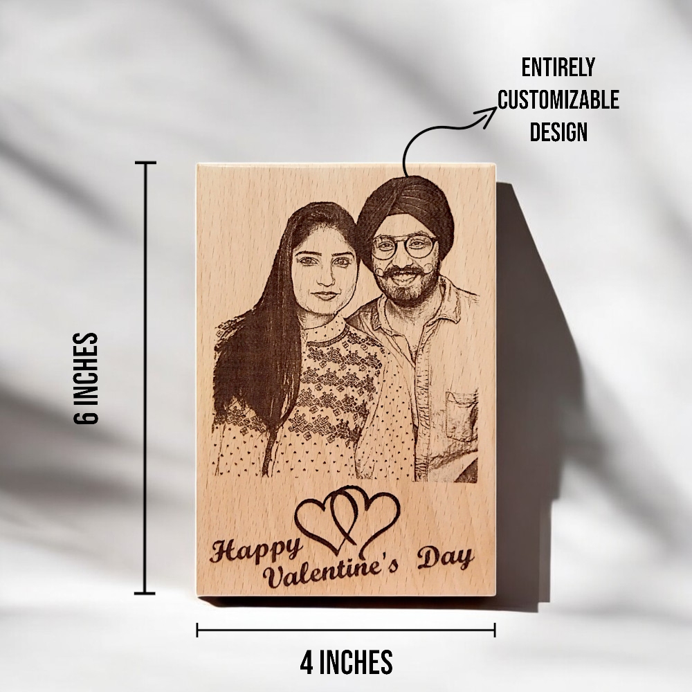 Engraved Wooden Photo Frame In Vertical