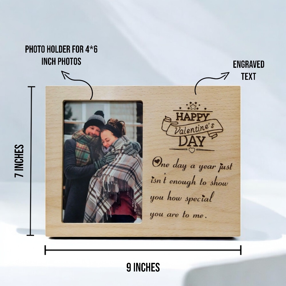 Engraved Wooden Photo Frame With Photo Holder