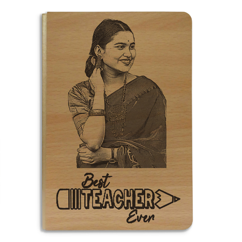 Personalized Wooden Engraved Photo Diary, Customize Gift for Teacher's Day