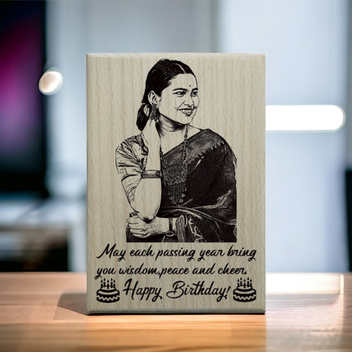 Happy Birthday Customize Wooden Engraved Photo Frame Size(4×6 Inch)