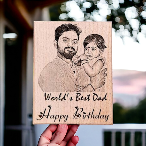 Personalized Wooden Engraved Photo Frame Gift For Father's Birthday Size(5×7 Inches)