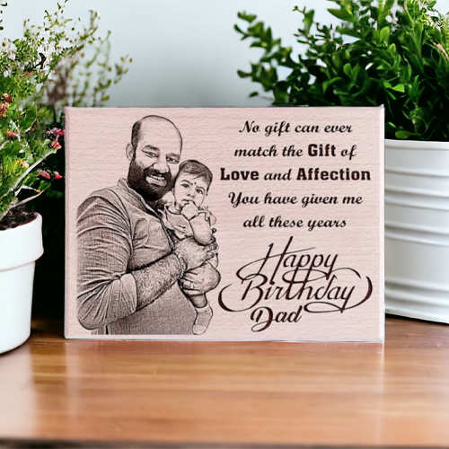 Personalized Wooden Engraved Photo Frame Gift for Father's Birthday, Size(9*7 Inches)