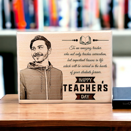 Personalized Wooden Engraved Photo Frame Gift for Teacher's Day Size(9×7 Inches)