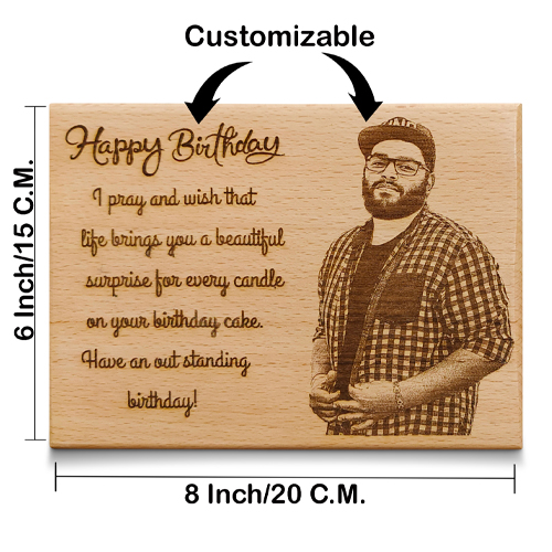 Personalized Wooden Engraved Photo Frame Birthday Gift, Size(8x6 Inch)