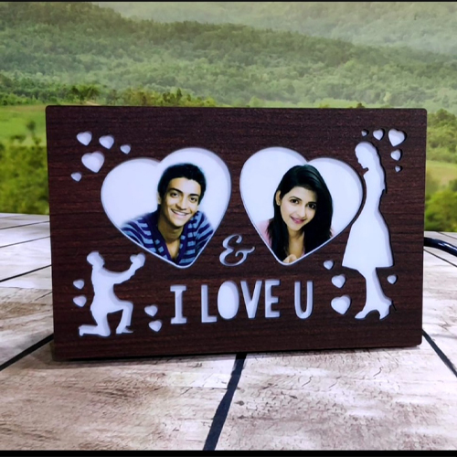 Personalized Led Photo Plaque Gift for Couple, Anniversary with I Love You.