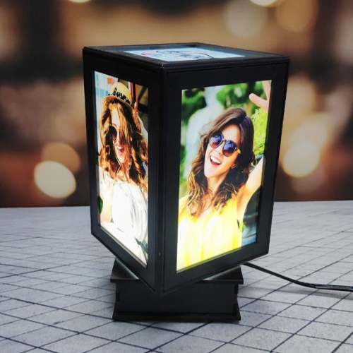 Personalized Led Revolving Photo Lamp with Five Customize Photo, Size (6x4 Inch)