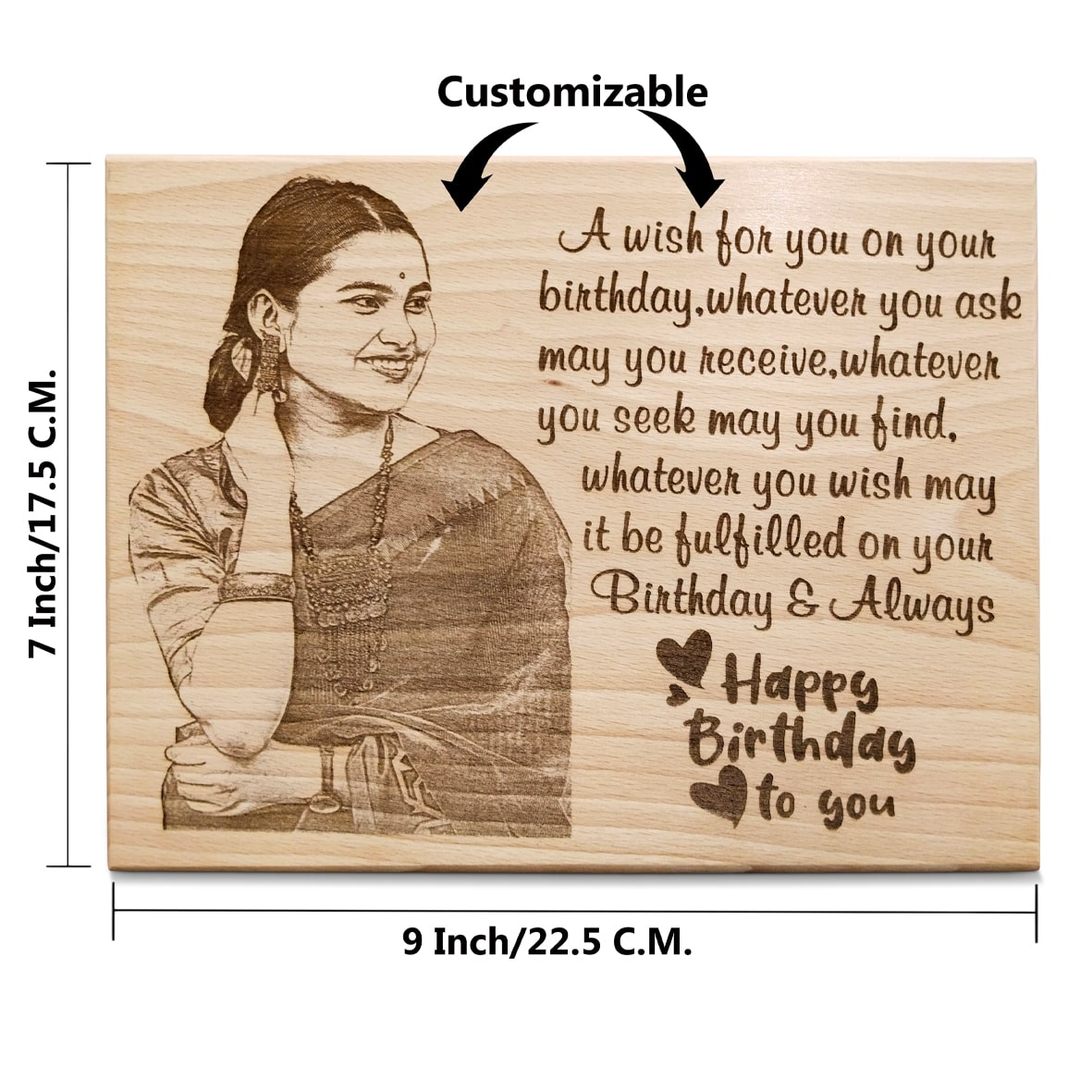 Personalized Wooden Engraved Photo Birthday Gift, Size(9*7 Inches)