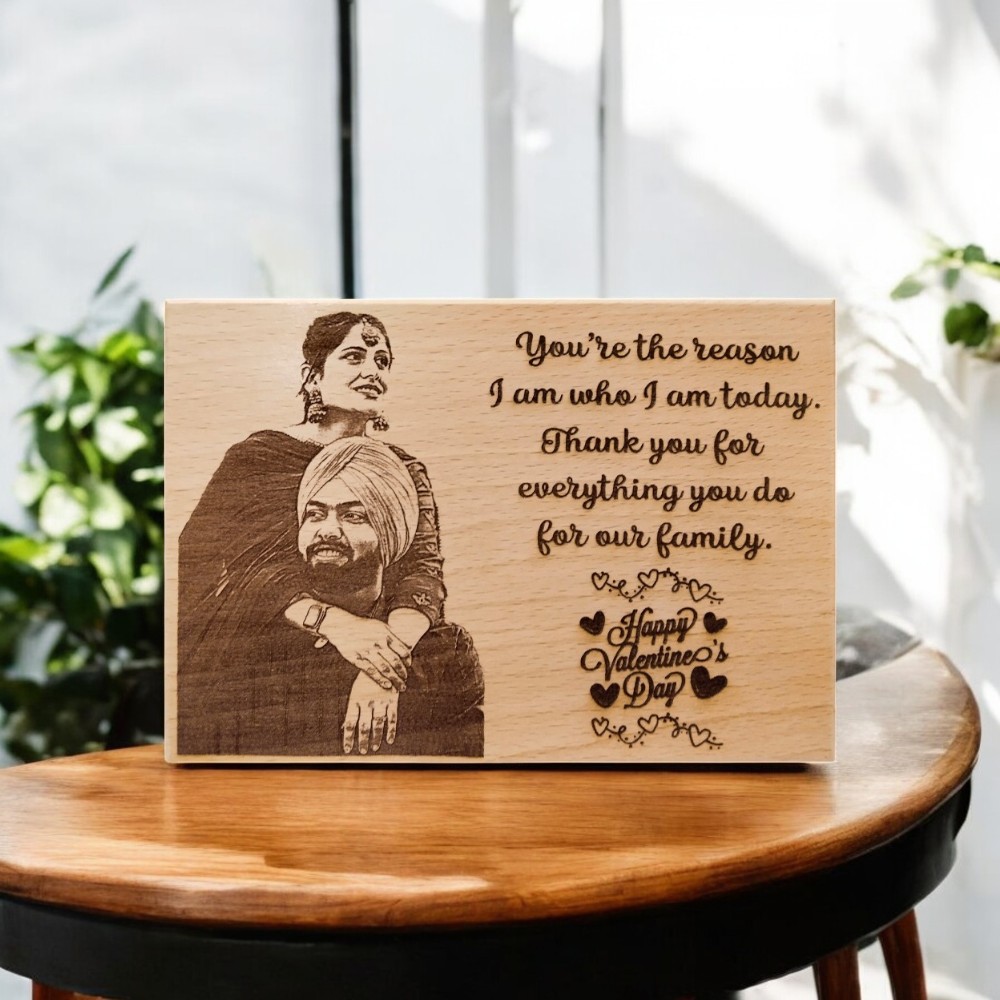 Wooden Engraved Valentine's Day Frame